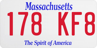 MA license plate 178KF8