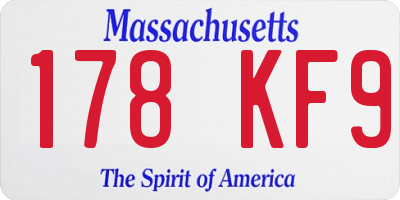 MA license plate 178KF9