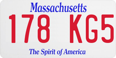 MA license plate 178KG5