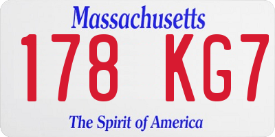 MA license plate 178KG7