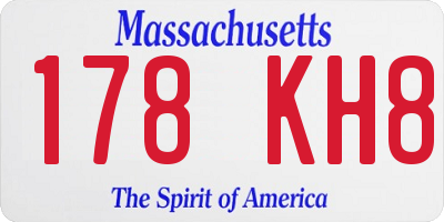 MA license plate 178KH8