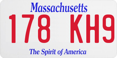 MA license plate 178KH9
