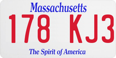 MA license plate 178KJ3