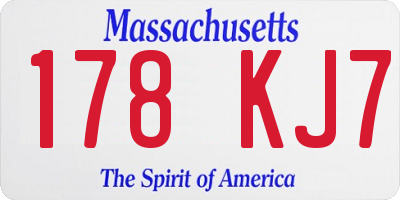 MA license plate 178KJ7