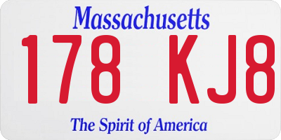 MA license plate 178KJ8