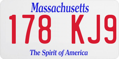 MA license plate 178KJ9