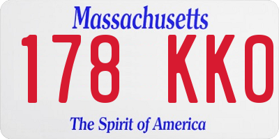 MA license plate 178KK0