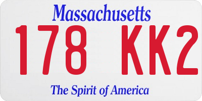 MA license plate 178KK2
