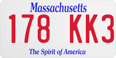 MA license plate 178KK3