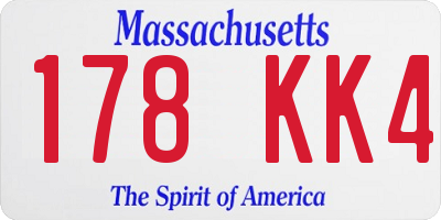 MA license plate 178KK4