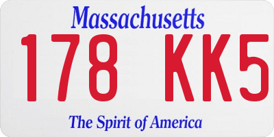 MA license plate 178KK5