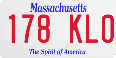 MA license plate 178KL0