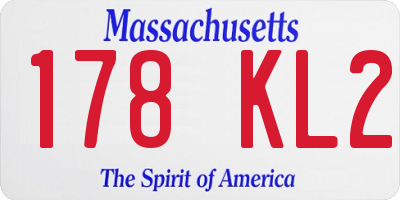 MA license plate 178KL2