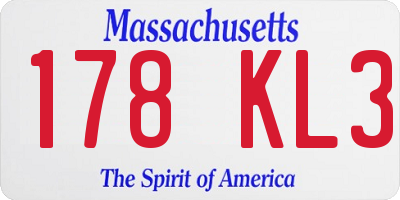 MA license plate 178KL3