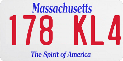MA license plate 178KL4