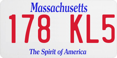 MA license plate 178KL5