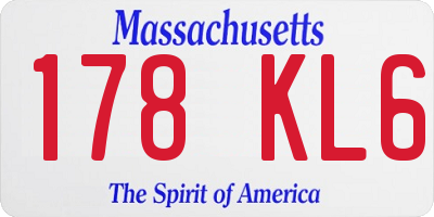 MA license plate 178KL6
