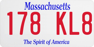 MA license plate 178KL8