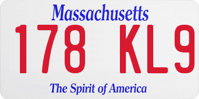 MA license plate 178KL9