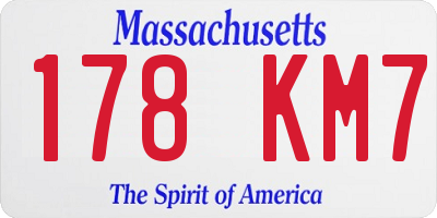 MA license plate 178KM7