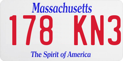 MA license plate 178KN3
