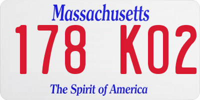 MA license plate 178KO2