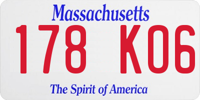MA license plate 178KO6