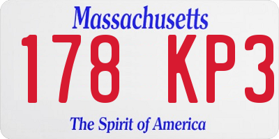 MA license plate 178KP3
