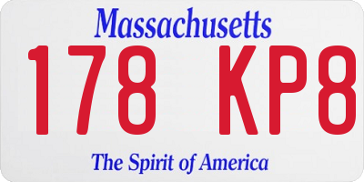 MA license plate 178KP8