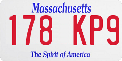 MA license plate 178KP9