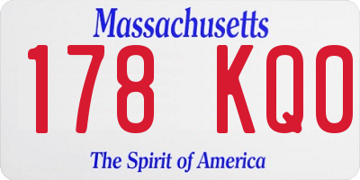 MA license plate 178KQ0