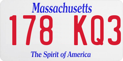 MA license plate 178KQ3