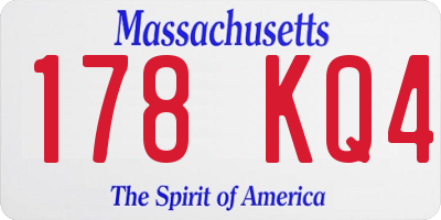 MA license plate 178KQ4
