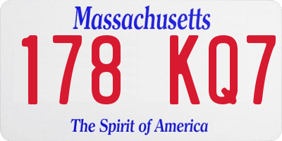 MA license plate 178KQ7