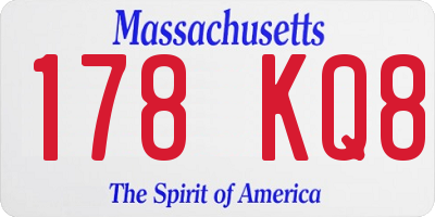 MA license plate 178KQ8