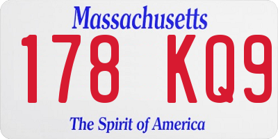 MA license plate 178KQ9
