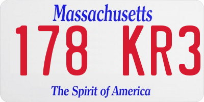 MA license plate 178KR3