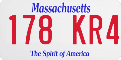 MA license plate 178KR4