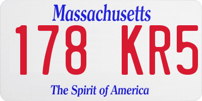 MA license plate 178KR5
