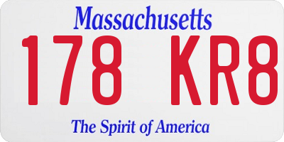 MA license plate 178KR8