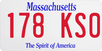 MA license plate 178KS0