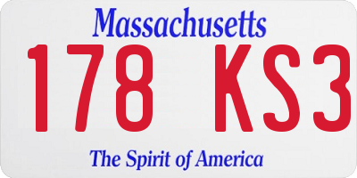 MA license plate 178KS3