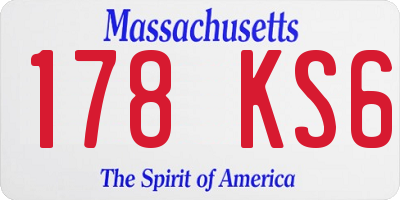 MA license plate 178KS6
