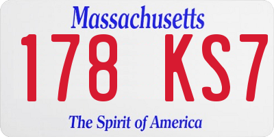 MA license plate 178KS7