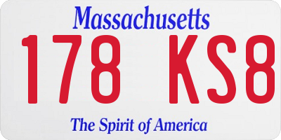 MA license plate 178KS8