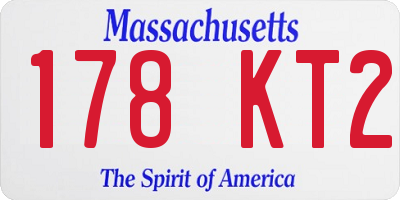 MA license plate 178KT2