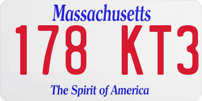 MA license plate 178KT3