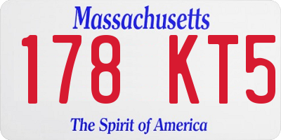 MA license plate 178KT5