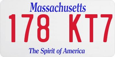 MA license plate 178KT7