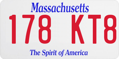 MA license plate 178KT8